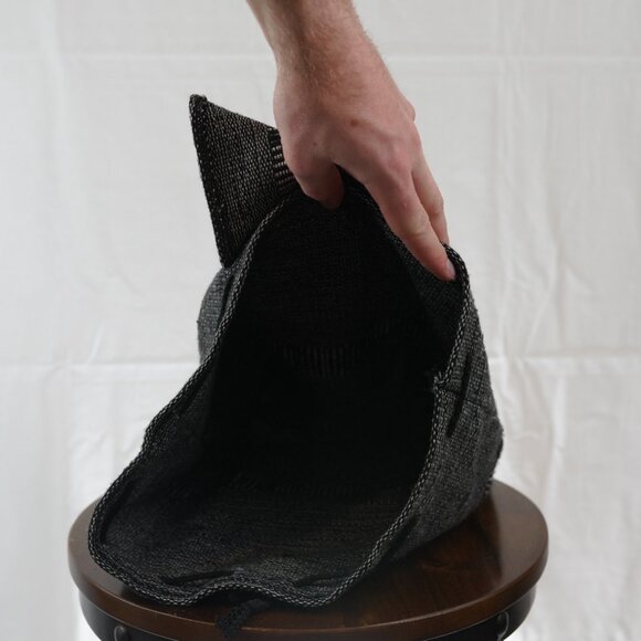 Black Woven Backpack with Geometric Pattern - Picture 8 of 8